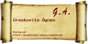 Greskovits Ágnes névjegykártya