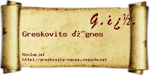 Greskovits Ágnes névjegykártya