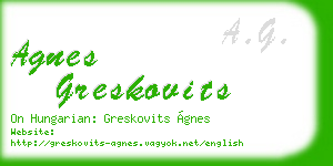 agnes greskovits business card